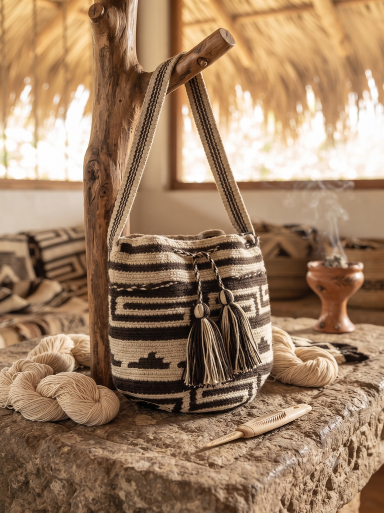 Mochila de Lujo Tejida a Mano - Tono Neutral