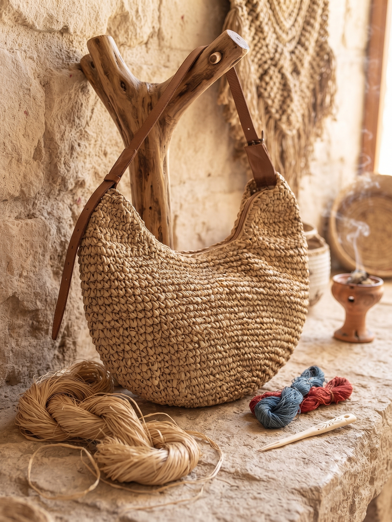 Bolso de Lujo Orgánico - Textura Trenzada y Asas de Piel
