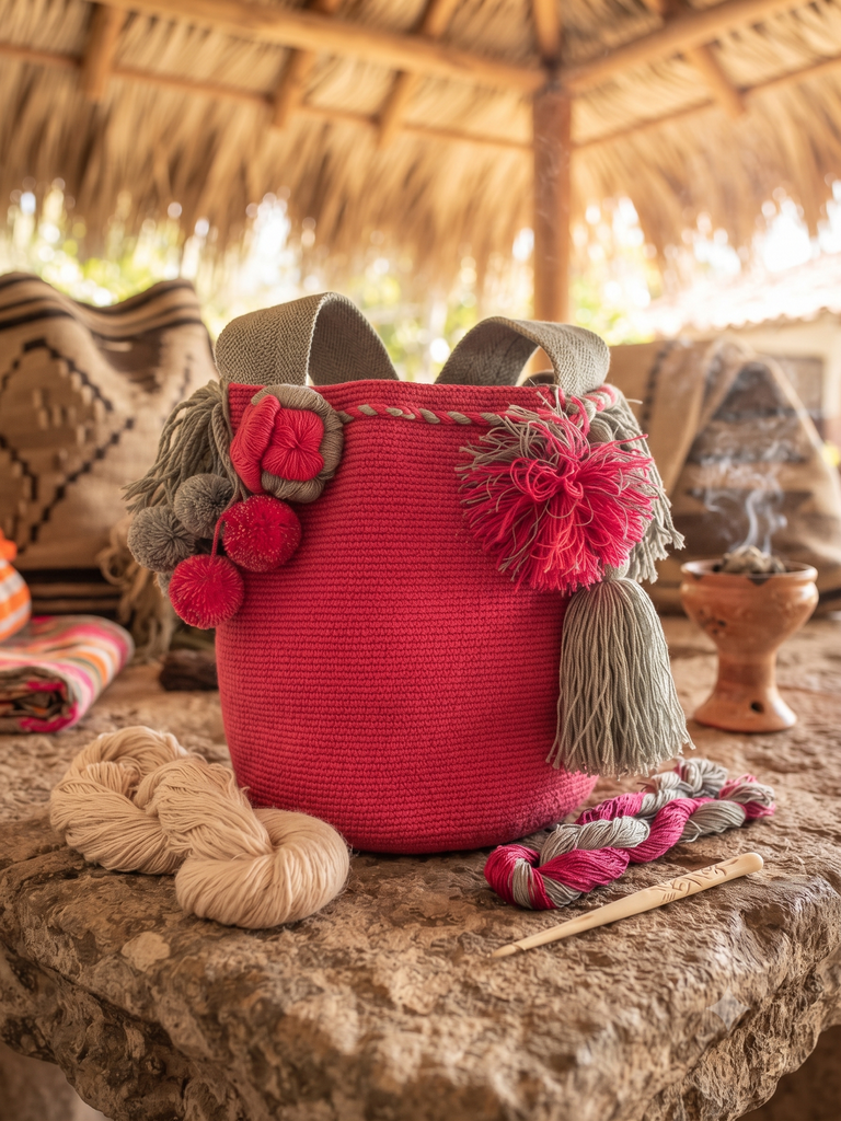 Bolso Artesanal de Lujo - Tono Magenta y Detalles Texturizados