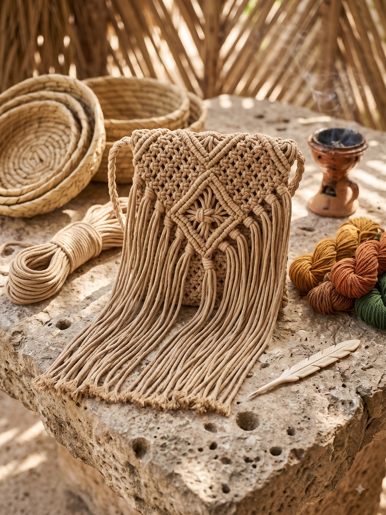 Mini Bolso Boho-Chic "Kilele" - Edición Algodón Natural